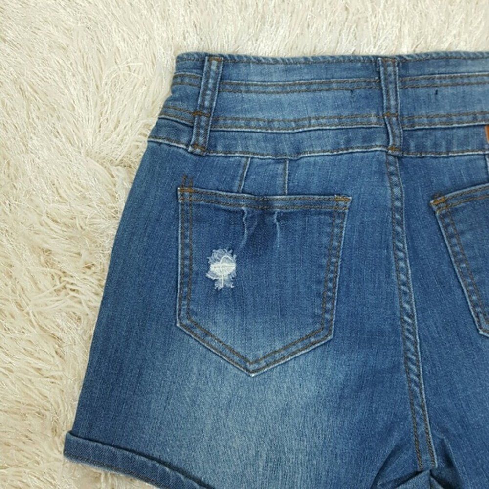Women's High Waist Jean short shorts distressed - Picture 2 of 5